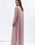 Straight Cut Abaya in Dusty Pink with Satin Lapel