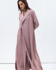 Straight Cut Abaya in Dusty Pink with Satin Lapel