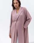 Straight Cut Abaya in Dusty Pink with Satin Lapel