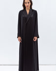 Straight Cut Abaya in Black with Satin Lapel