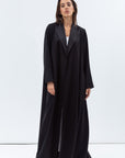 Straight Cut Abaya in Black with Satin Lapel