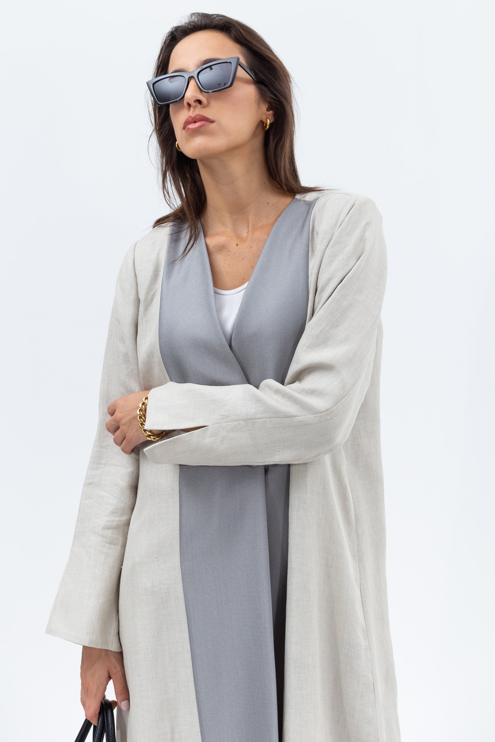 Overlap Abaya in Two Tonal Linen