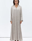 A-cut Abaya in Gray Green Jacquard