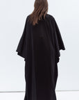 Flow Abaya with Satin Lapel in Black
