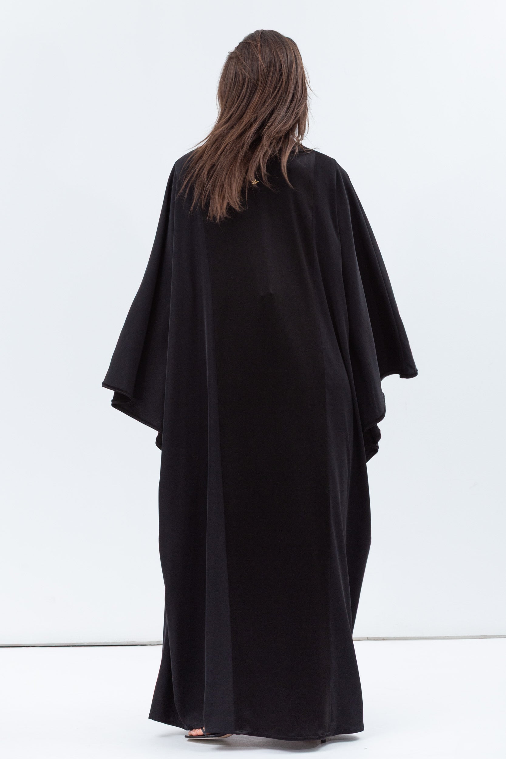 Flow Abaya with Satin Lapel in Black RTW