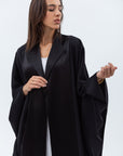Flow Abaya with Satin Lapel in Black RTW