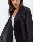 Flow Abaya in Metallic Lustre Black with Black Satin