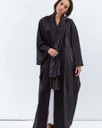 Flow Abaya in Metallic Lustre Black with Black Satin