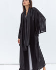 Flow Abaya in Metallic Lustre Black with Black Satin