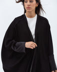 Butterfly Abaya in Black Shimmer with Black Satin Detailing