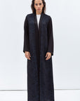 Straight Cut Abaya in Black and Navy with Satin Detailing