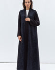 Straight Cut Abaya in Black and Navy with Satin Detailing