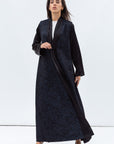 Straight Cut Abaya in Black and Navy with Satin Detailing