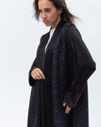 Straight Cut Abaya in Black and Navy with Satin Detailing