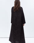 Straight Cut Abaya in Black and Copper with Satin Collar and Sleeve RTW