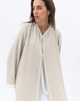Front Closing Abaya in Cream with High V Neck