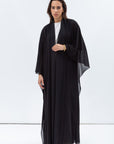 Two Layer Flow Abaya in Checkered Black