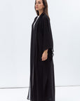 Two Layer Flow Abaya in Checkered Black