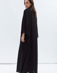 Two Layer Flow Abaya in Checkered Black