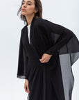 Two Layer Flow Abaya in Checkered Black