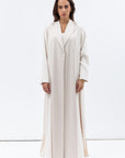 Straight Cut Abaya in Cream with Satin Lapel