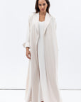 Straight Cut Abaya in Cream with Satin Lapel