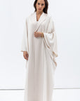 Flow Abaya with Satin Lapel in Cream