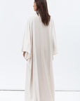 Flow Abaya with Satin Lapel in Cream