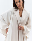Flow Abaya with Satin Lapel in Cream