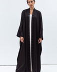 Loose cut Abaya in Black with Black Satin Detailing