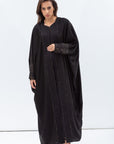 Butterfly Abaya in Black with Black & Gold Pattern