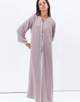 Front Closing Abaya in Dusty Pink with High V Neck