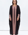 Butterfly Abaya in Black with Geometric Print