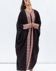 Butterfly Abaya in Black with Geometric Print