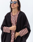 Butterfly Abaya in Black with Geometric Print
