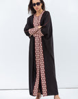 Butterfly Abaya in Black with Geometric Print