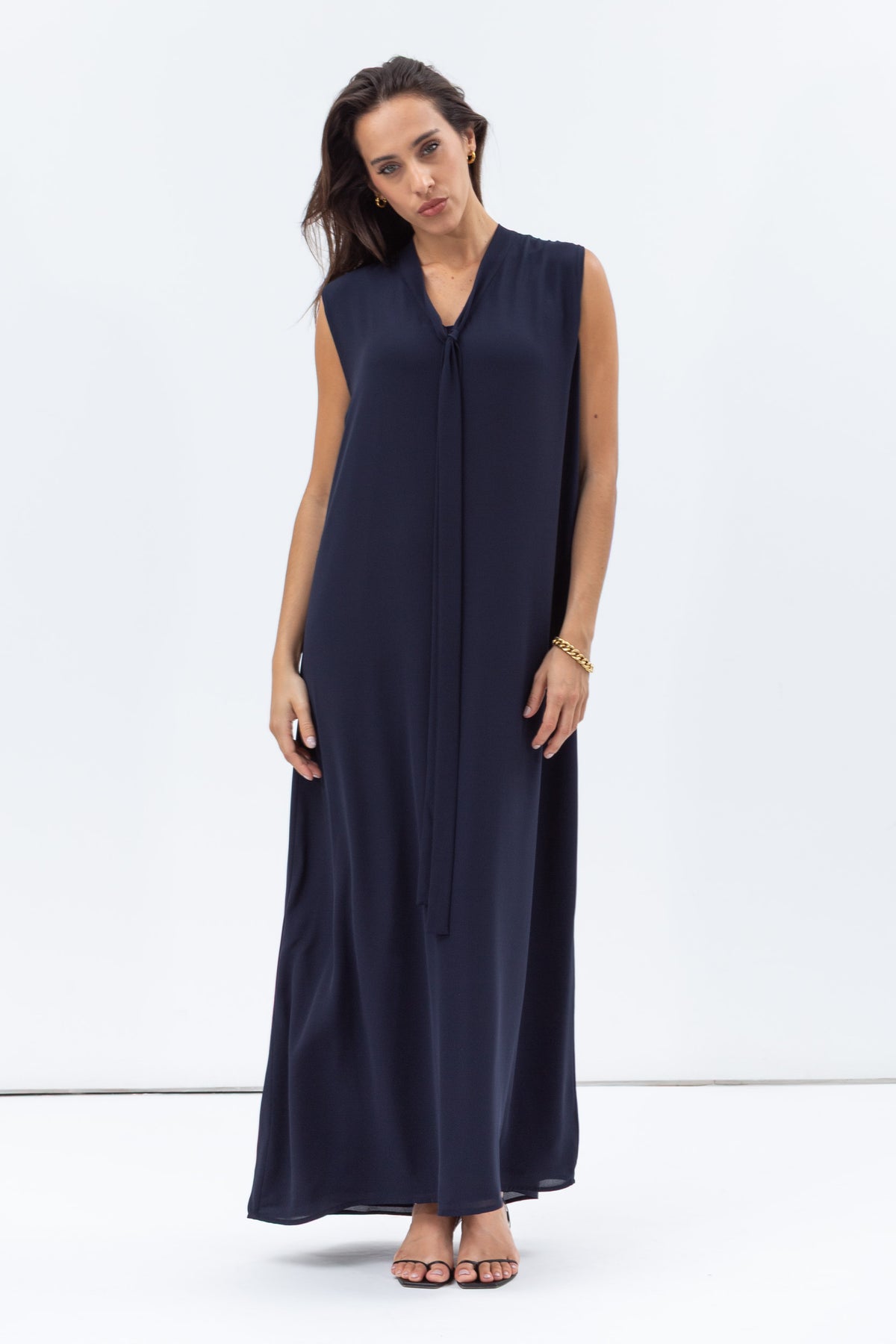 Dress in Navy with Front Tie RTW