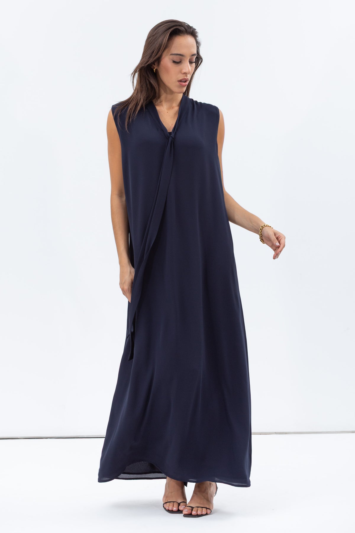 Dress in Navy with Front Tie RTW