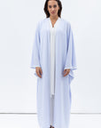 Flow Abaya in Light Blue with White Piping