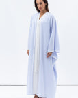 Flow Abaya in Light Blue with White Piping