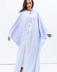 Flow Abaya in Light Blue with White Piping Round Neck