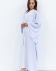 Flow Abaya in Light Blue with White Piping