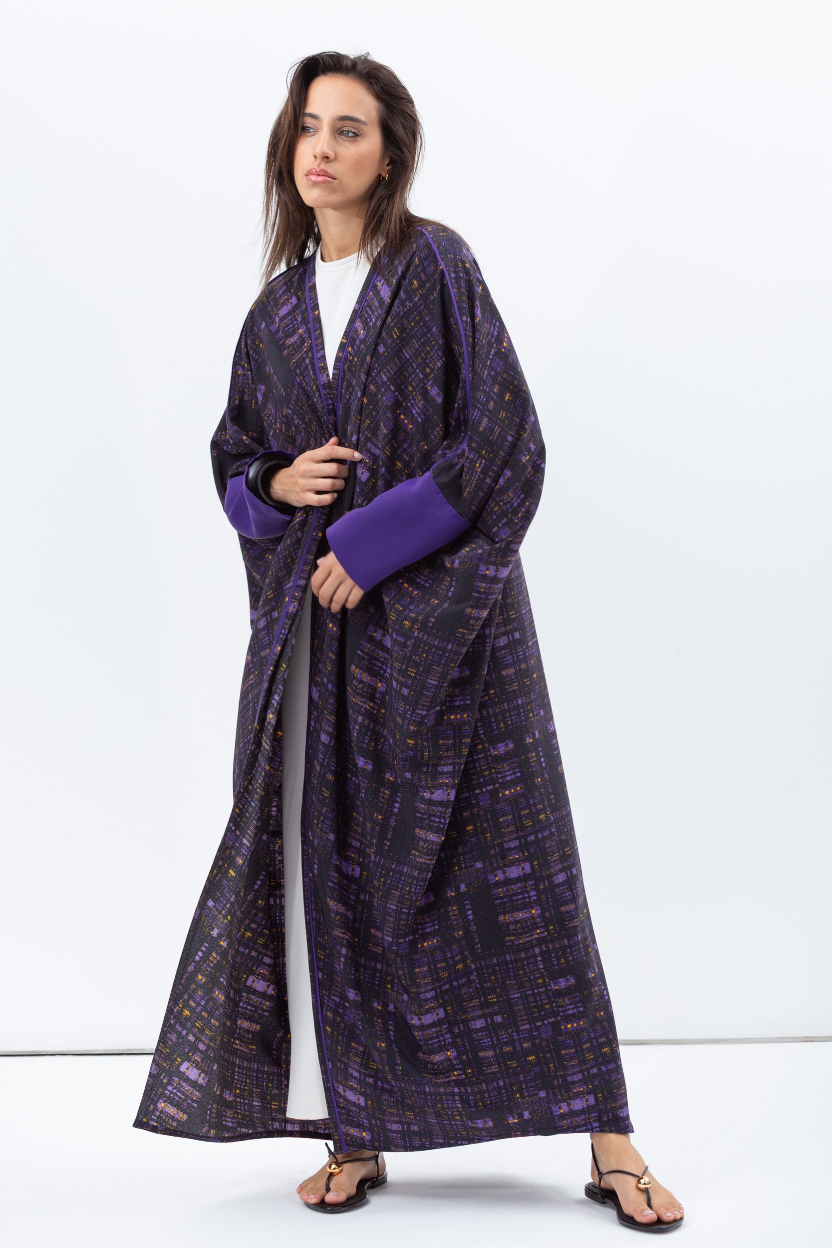 Butterfly Abaya in Purple Pattern
