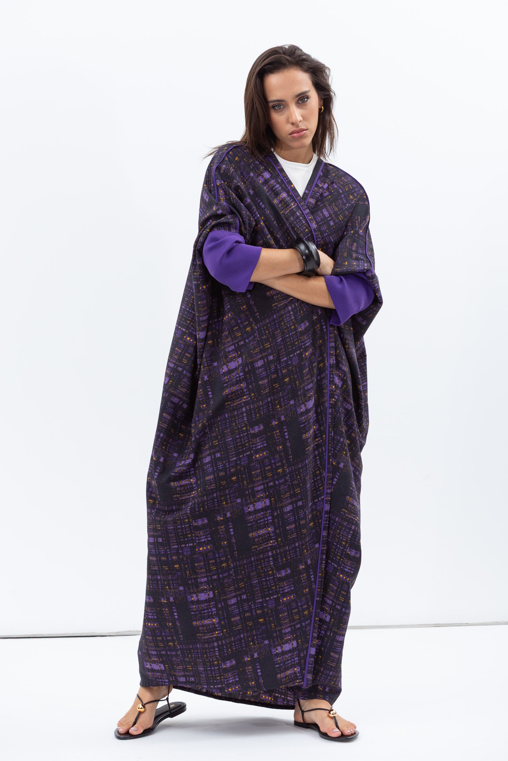Butterfly Abaya in Purple Pattern