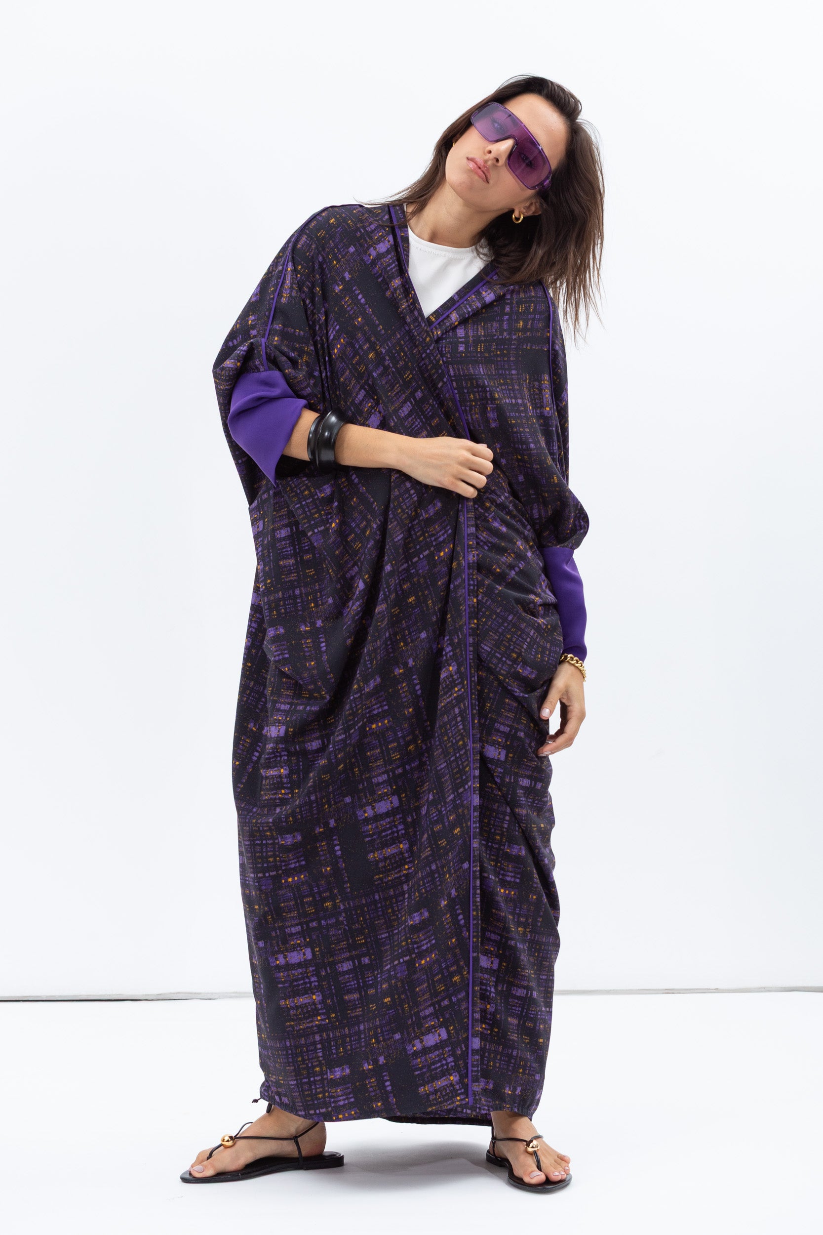 Butterfly Abaya in Purple Pattern