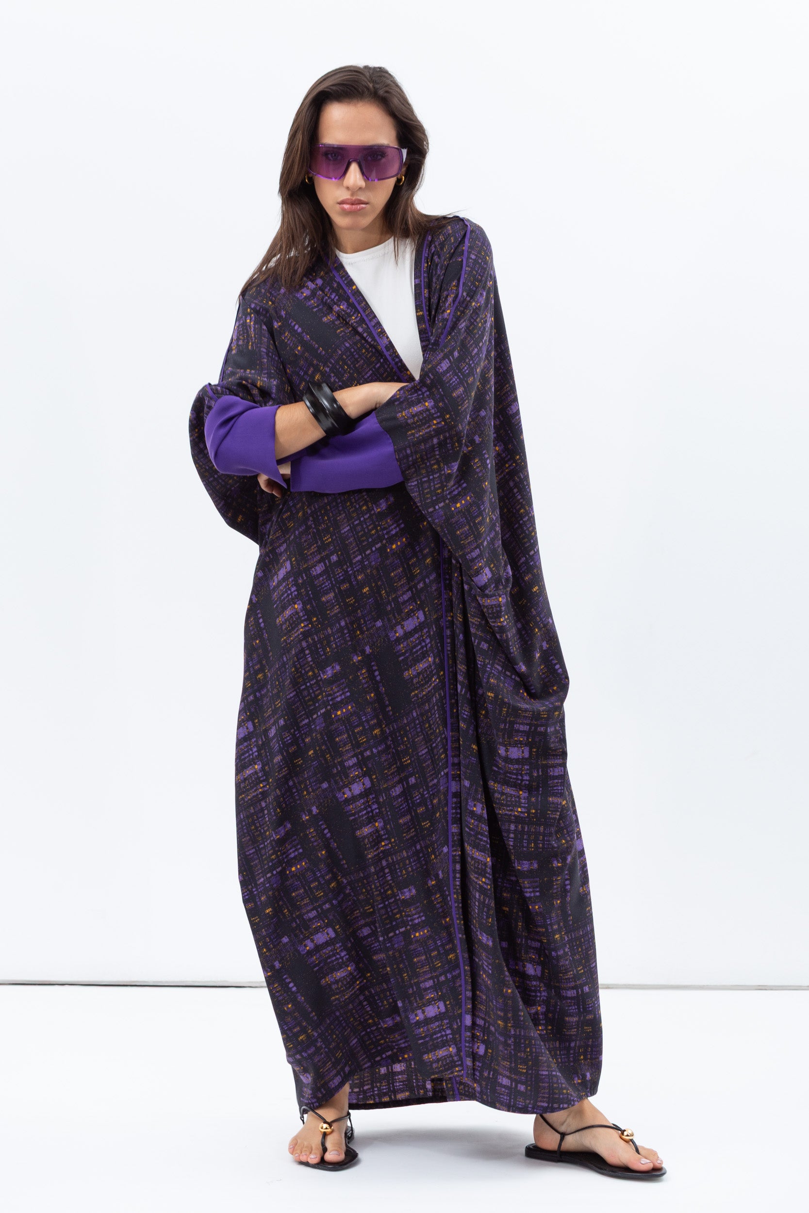 Butterfly Abaya in Purple Pattern
