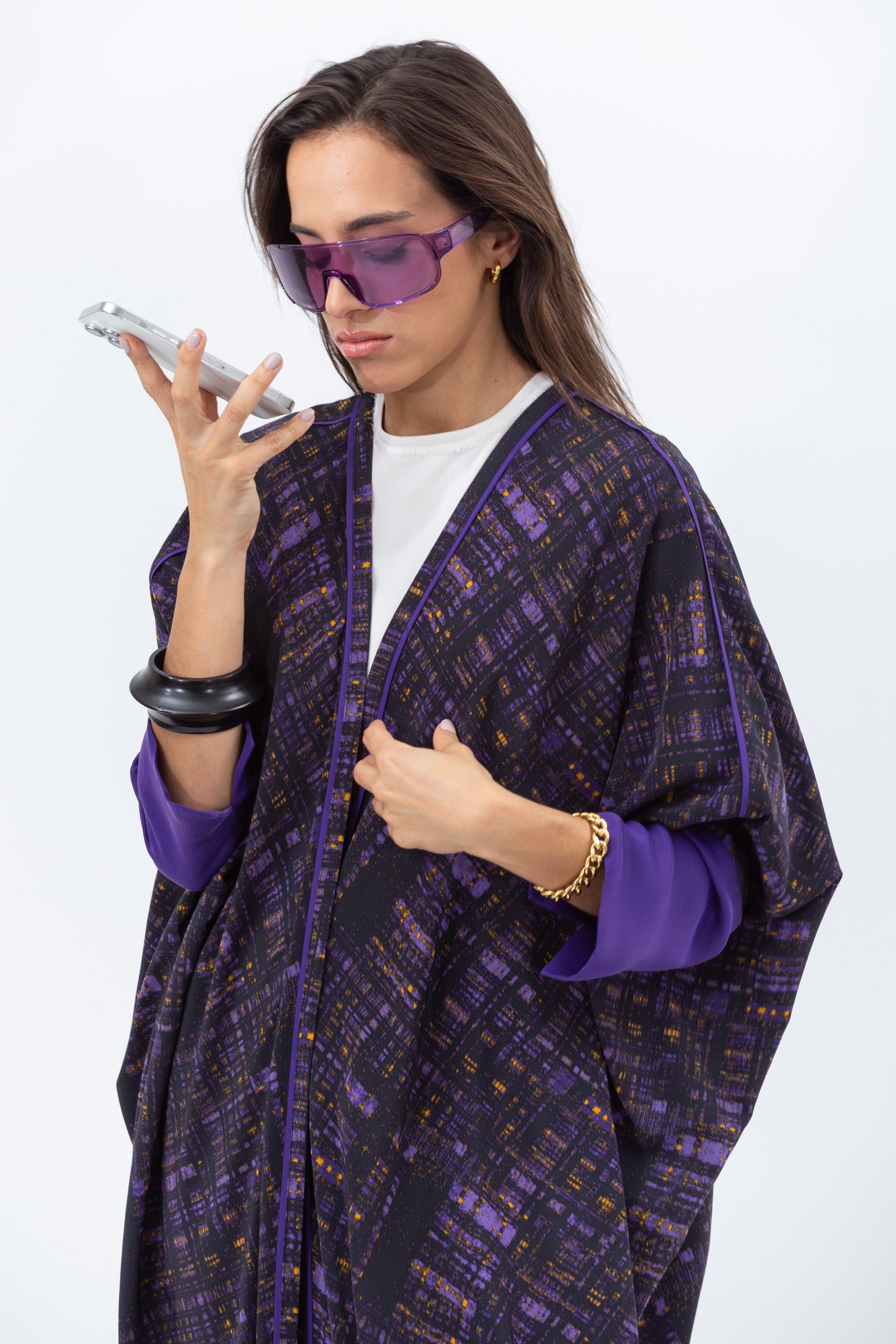 Butterfly Abaya in Purple Pattern
