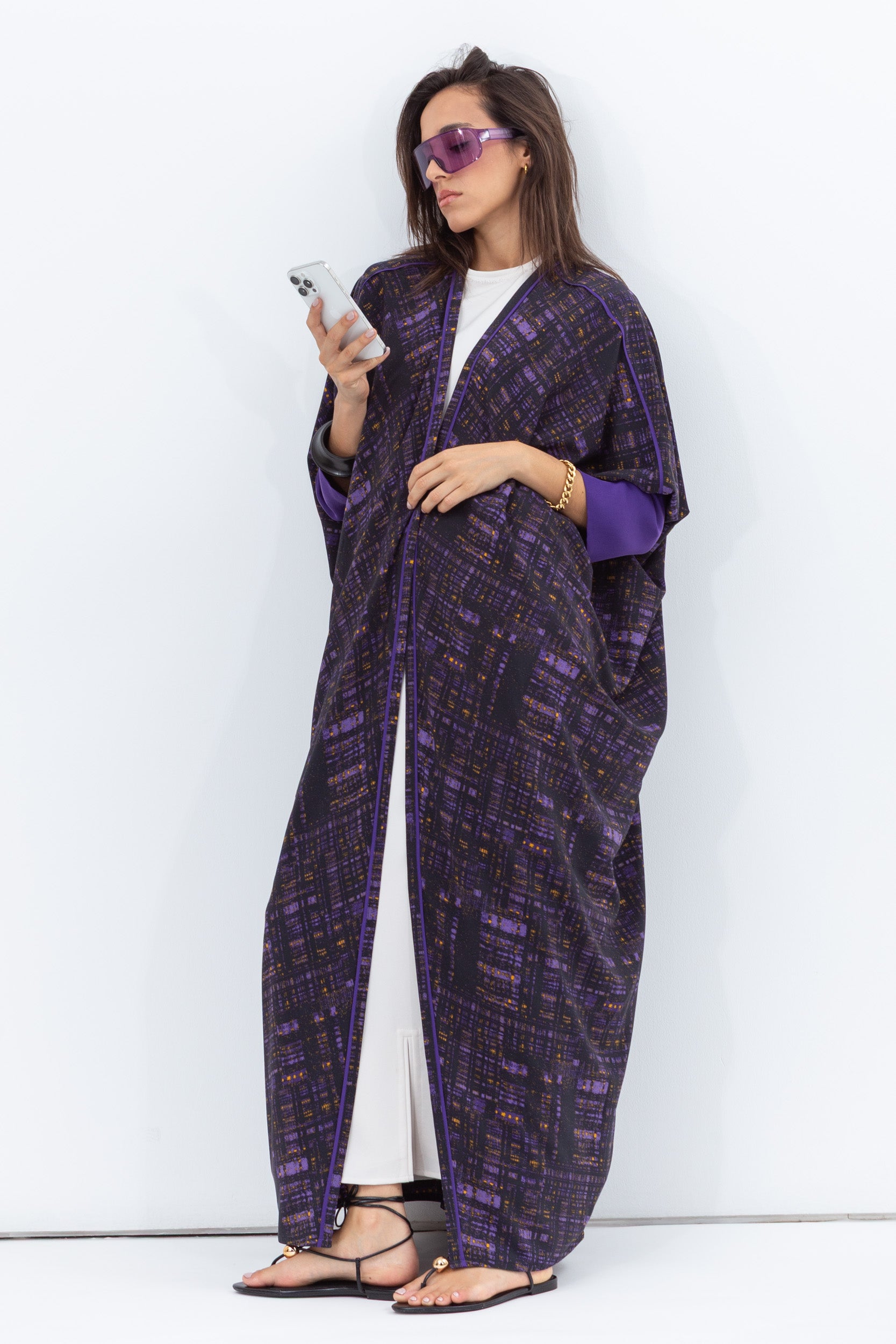 Butterfly Abaya in Purple Pattern