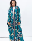 Flow Abaya in Teal with Abstract Floral Print RTW