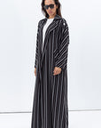 Trench Coat Abaya in Stripy Black